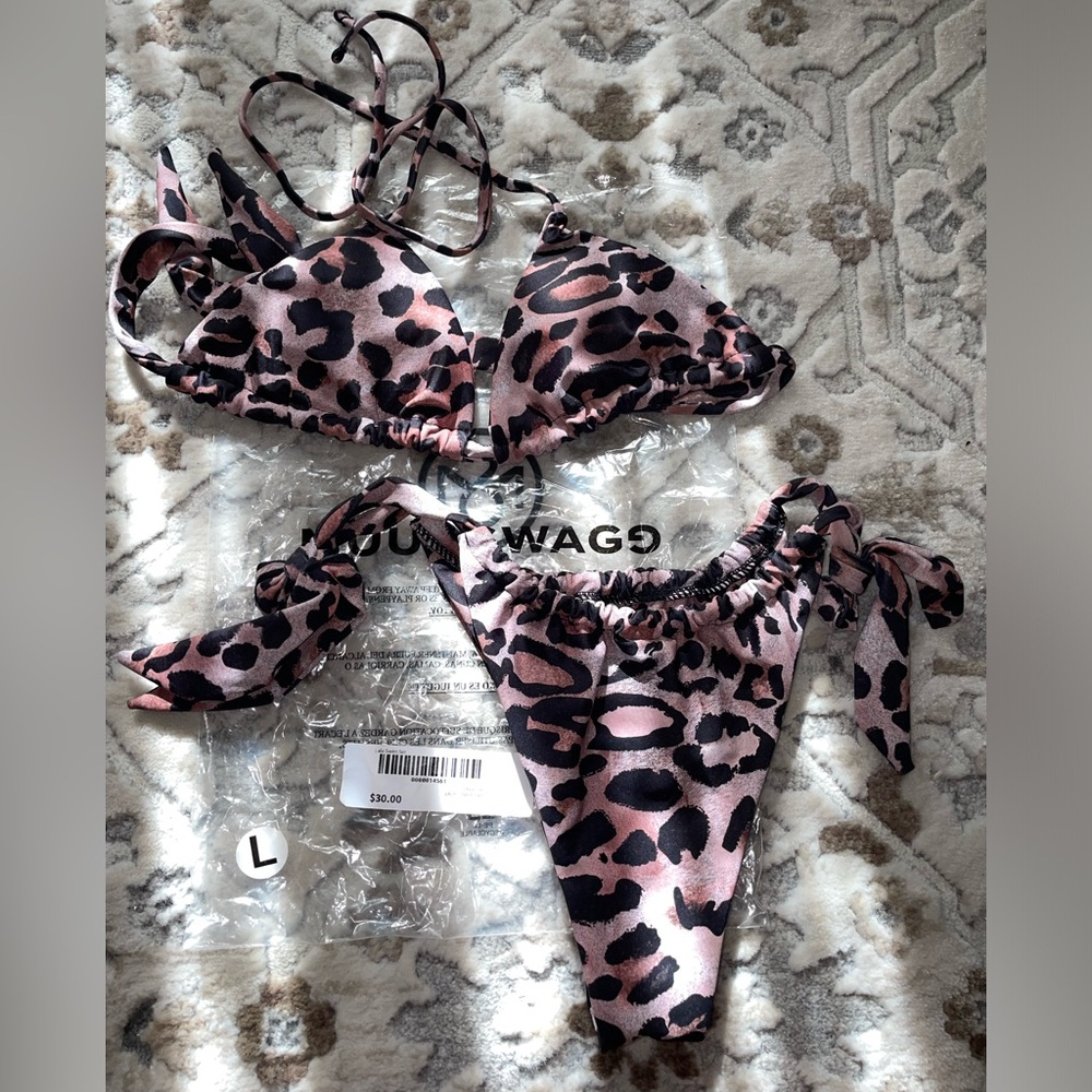 NWT Lala Leopard Print Tiny Brazilian Bikini 🐆